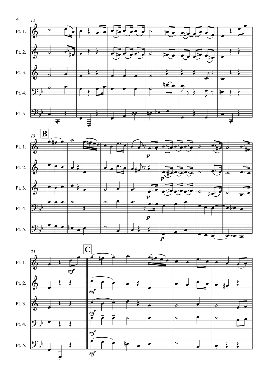 Minuet in G No. 2 from WoO 10 - Beethoven (Brass Quintet) Brass Quintet scores gallery preview page 4
