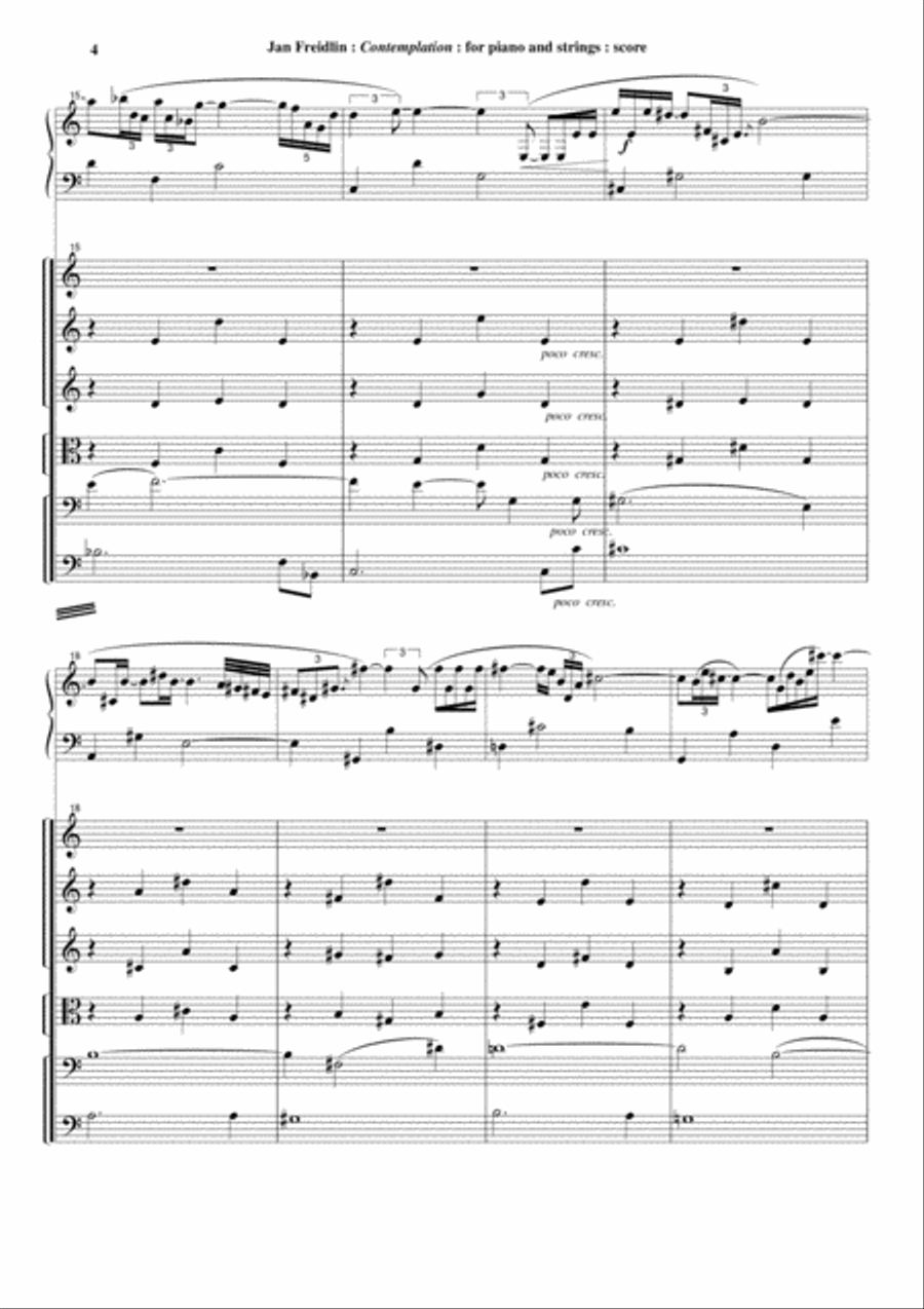 Jan Freidlin: Centemplation for piano and string orchestra, score only Chamber Orchestra scores gallery preview page 4