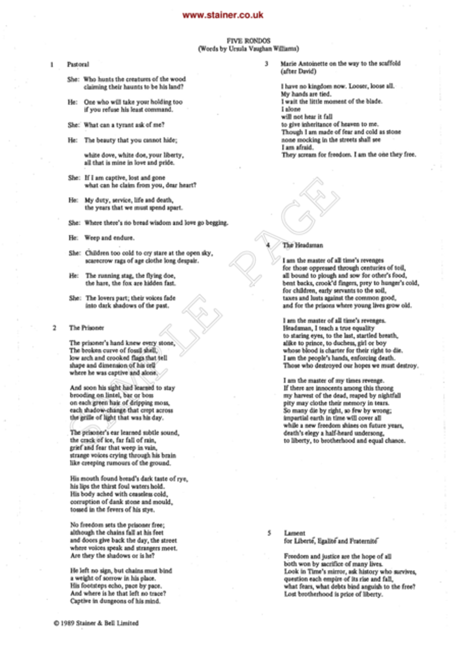 Five Rondos for Soprano, Baritone and Piano Soprano Voice scores gallery preview page 3