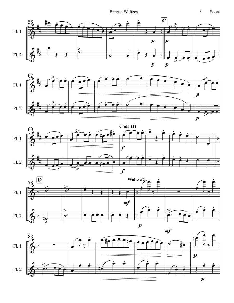 Antonin Dvorak - Prague Waltzes set for Flute Duet image number null