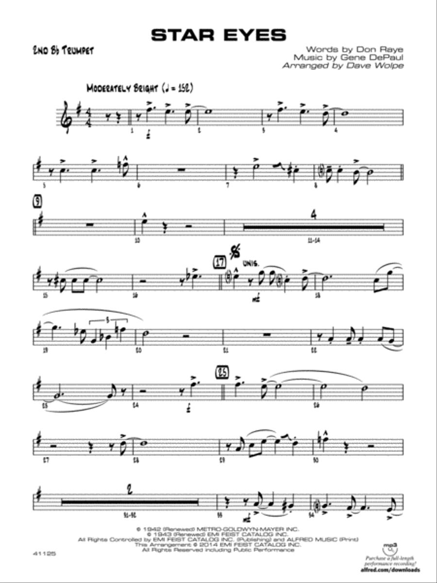 Star Eyes: 2nd B-flat Trumpet Jazz Ensemble scores gallery preview page 1