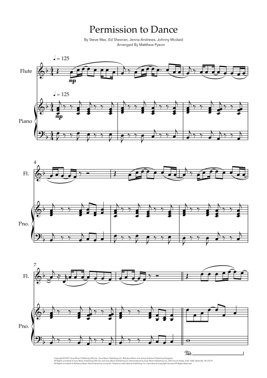 Permission To Dance Flute Solo scores gallery preview page 1