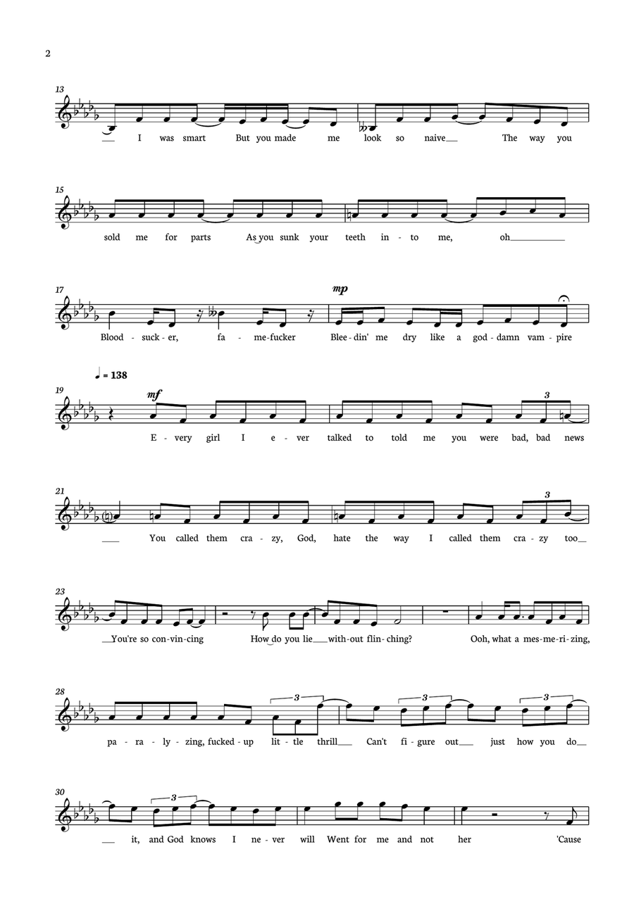Vampire Vampire Piano scores gallery preview page 2