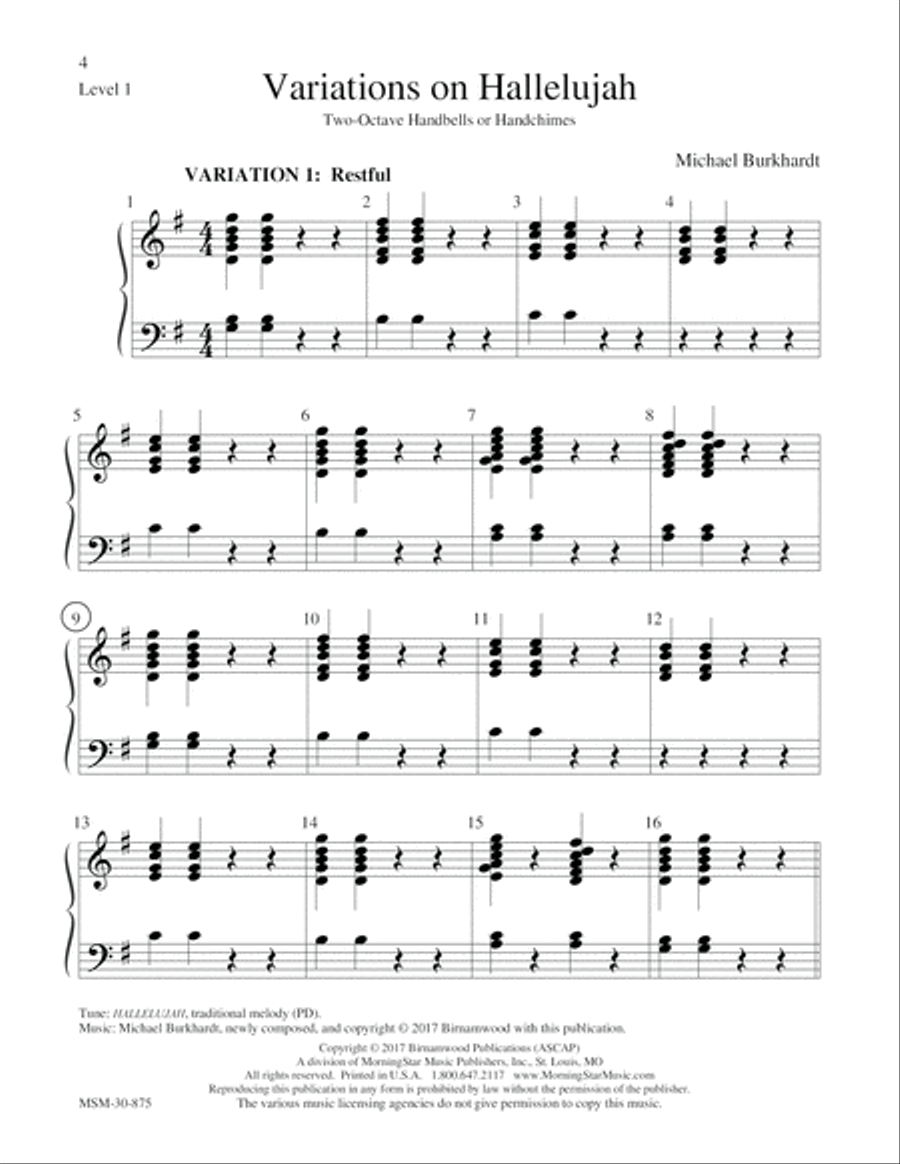 Variations on Hallelujah 3-Octaves scores gallery preview page 4