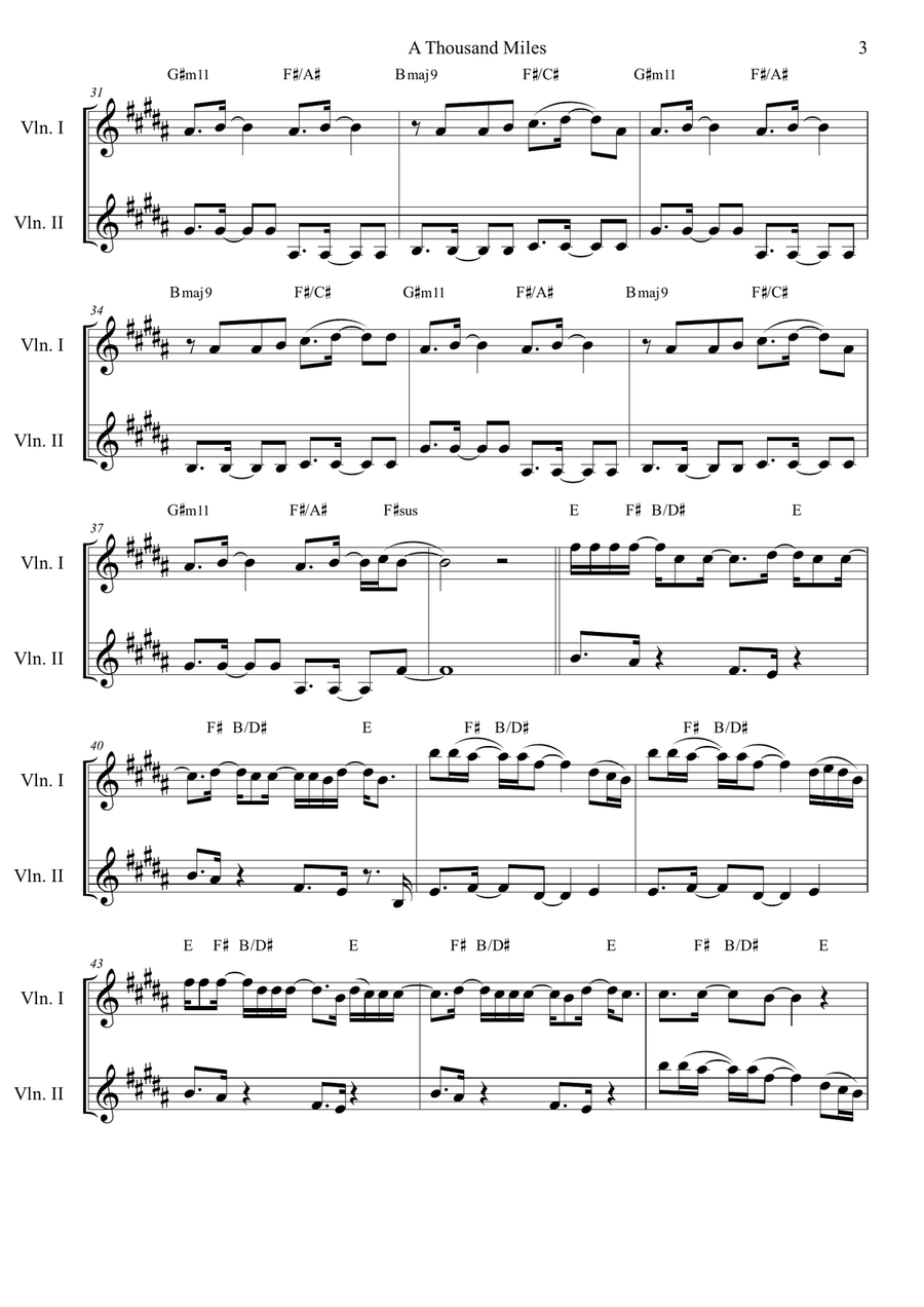 A Thousand Miles A Thousand Miles String Duet scores gallery preview page 3