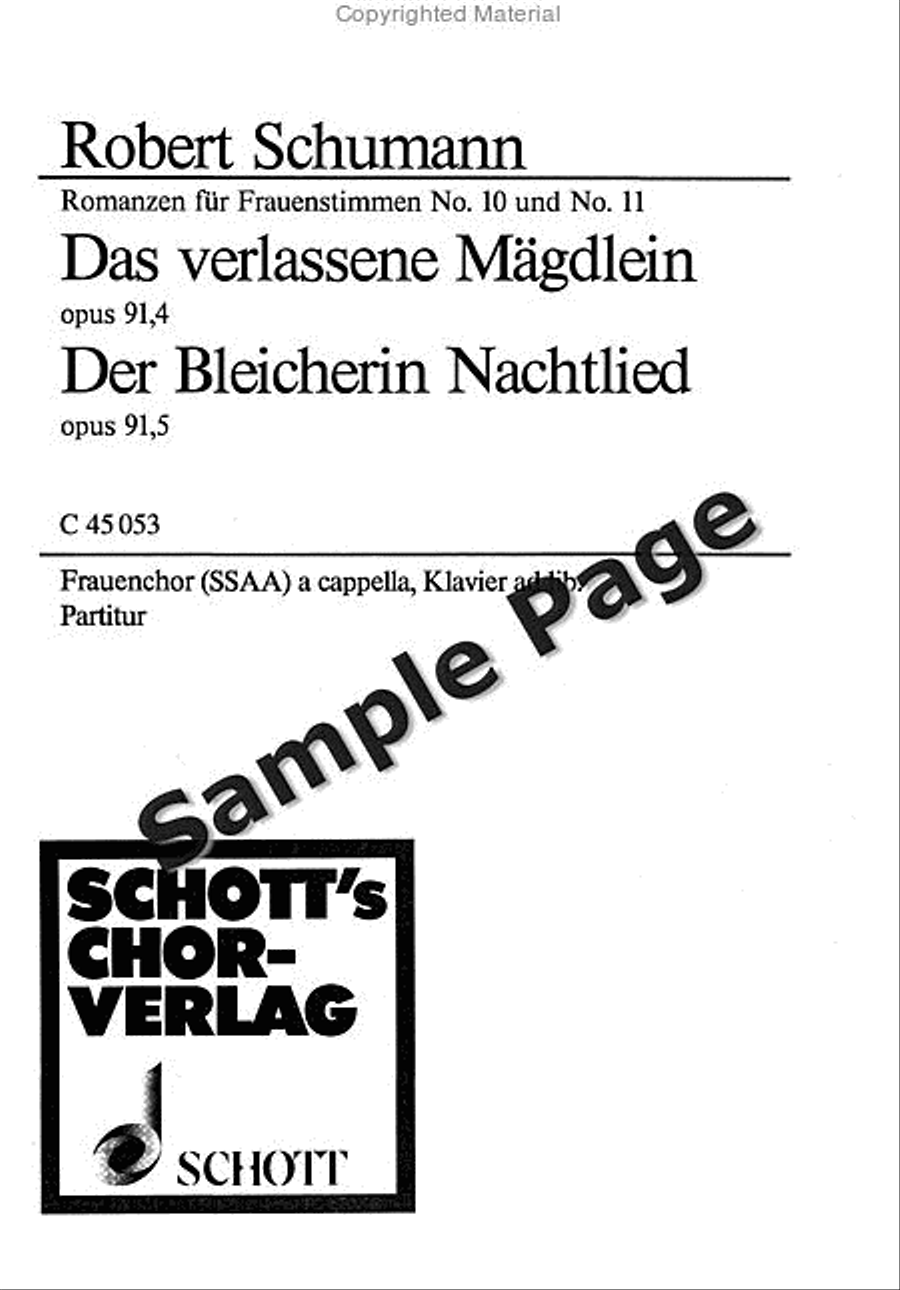 Schumann `das Verlassene Magdelein' SSAA scores gallery preview page 2