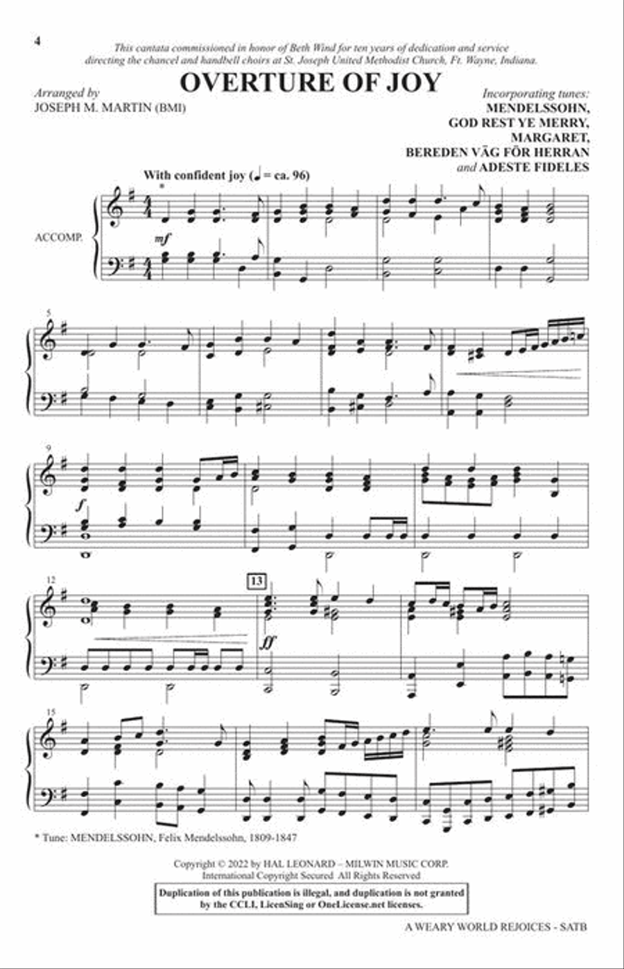 A Weary World Rejoices 4-Part scores gallery preview page 4