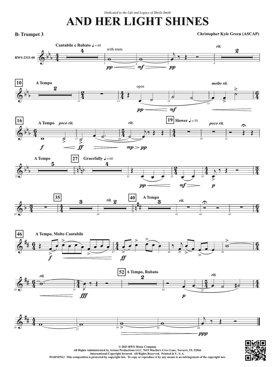 And Her Light Shines: 3rd B-flat Trumpet B-Flat Trumpet scores gallery preview page 1