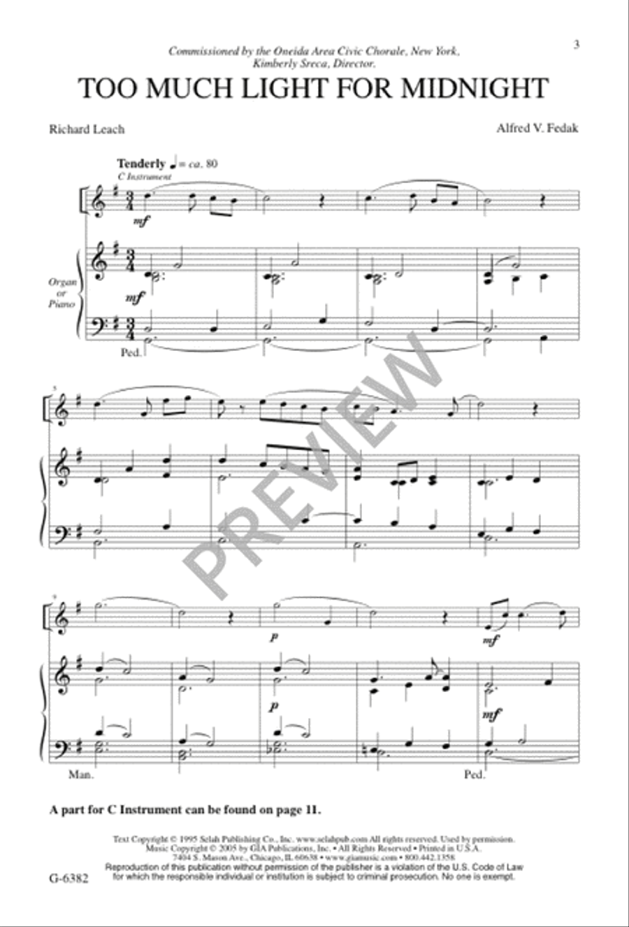 Too Much Light for Midnight 4-Part scores gallery preview page 2