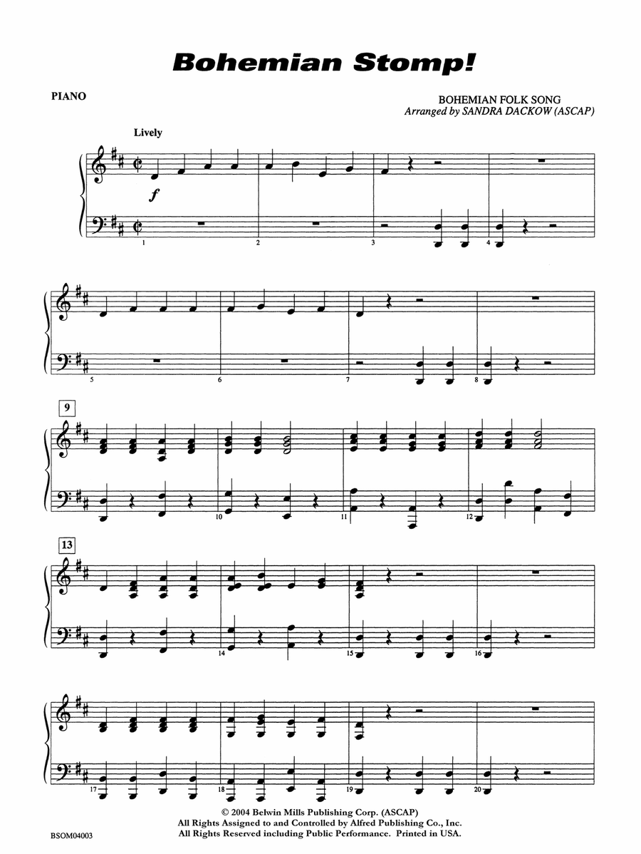 Bohemian Stomp!: Piano Accompaniment