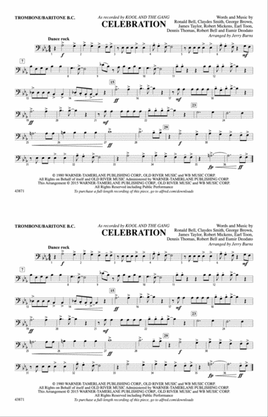 Celebration: Trombone/Baritone Marching Band scores gallery preview page 1