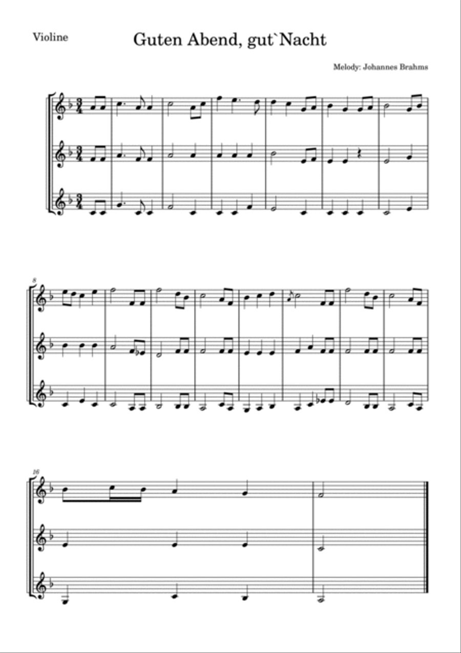 Guten Abend gut Nacht Guten Abend gut Nacht String Quartet scores gallery preview page 3