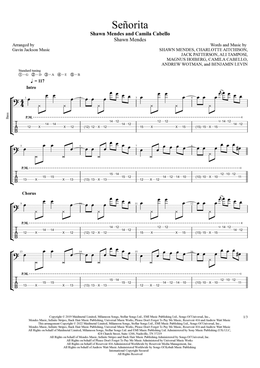 Señorita Guitar Tablature scores gallery preview page 1