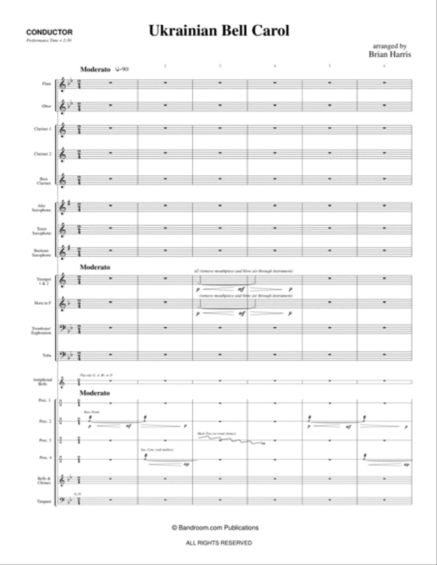 UKRAINIAN BELL CAROL (young concert band - easy - score, parts, & license to photocopy)