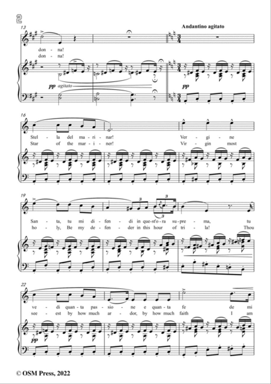 Ponchielli-Stella del marinar,from La Gioconda,in A Major,for Voice and Piano Voice Solo scores gallery preview page 4