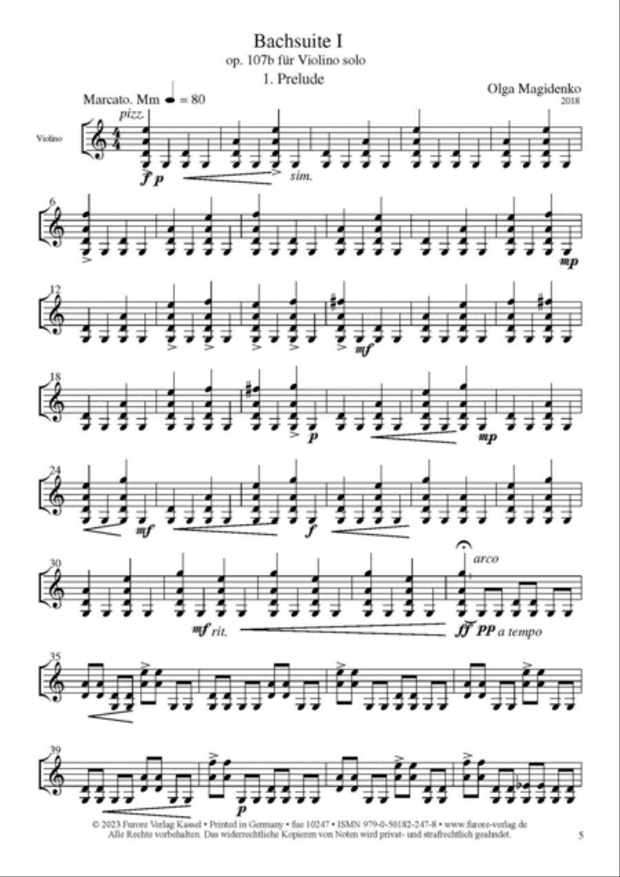 Bachsuiten für Violine solo (Bachsuits for violin solo) Violin Solo scores gallery preview page 2