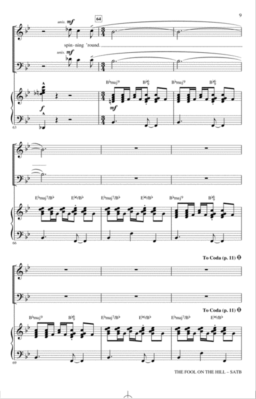 The Fool On The Hill (arr. Kirby Shaw) 4-Part scores gallery preview page 8