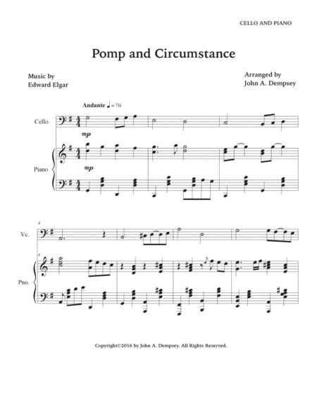 Pomp and Circumstance (Cello and Piano) image number null