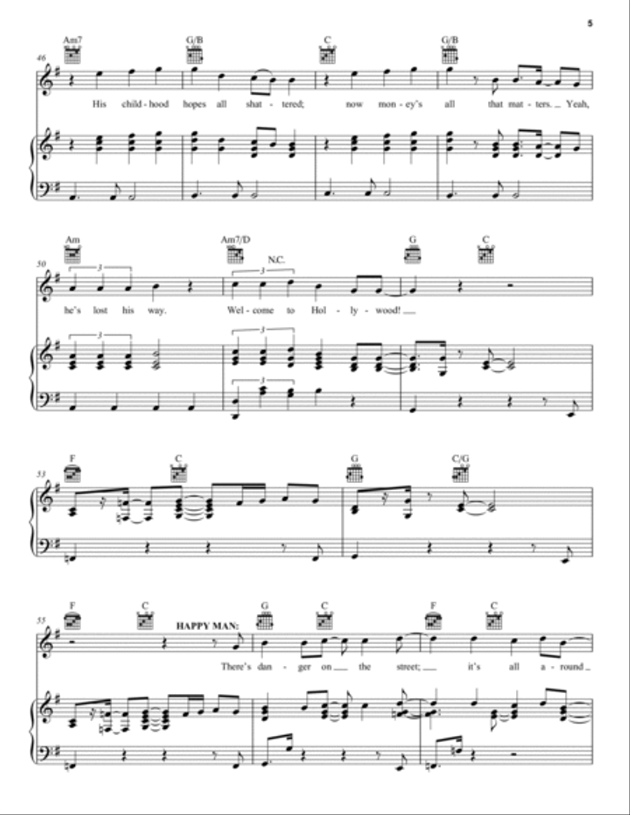 Welcome To Hollywood (from Pretty Woman: The Musical) Piano, Vocal, Guitar scores gallery preview page 5