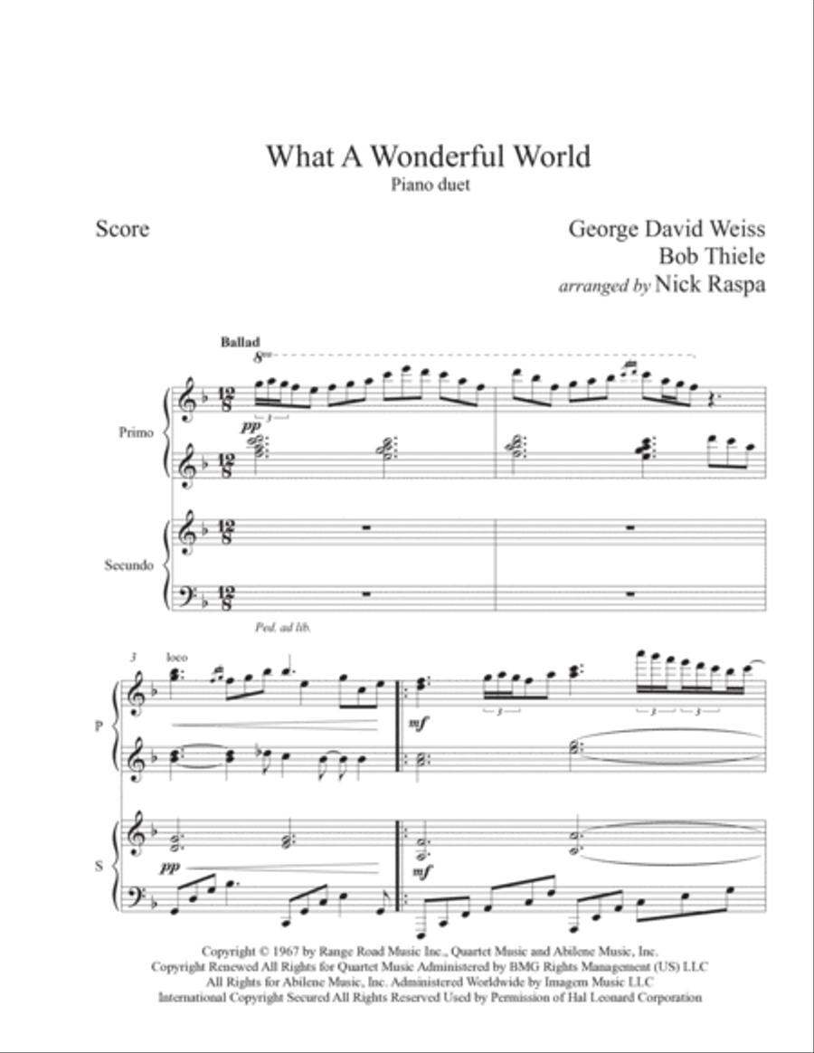 What A Wonderful World 1 Piano, 4-Hands scores gallery preview page 4