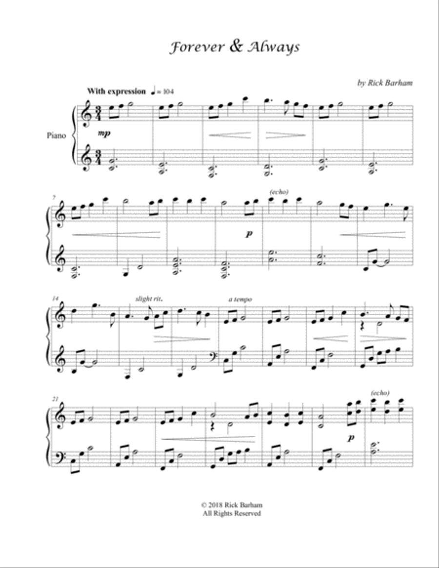 Forever & Always Piano Solo scores gallery preview page 1
