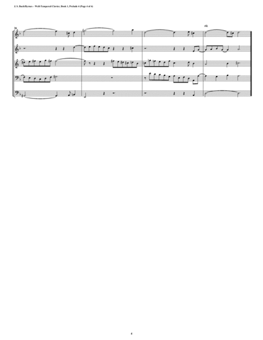 Prelude 04 from Well-Tempered Clavier, Book 1 (Double Reed Quintet) image number null