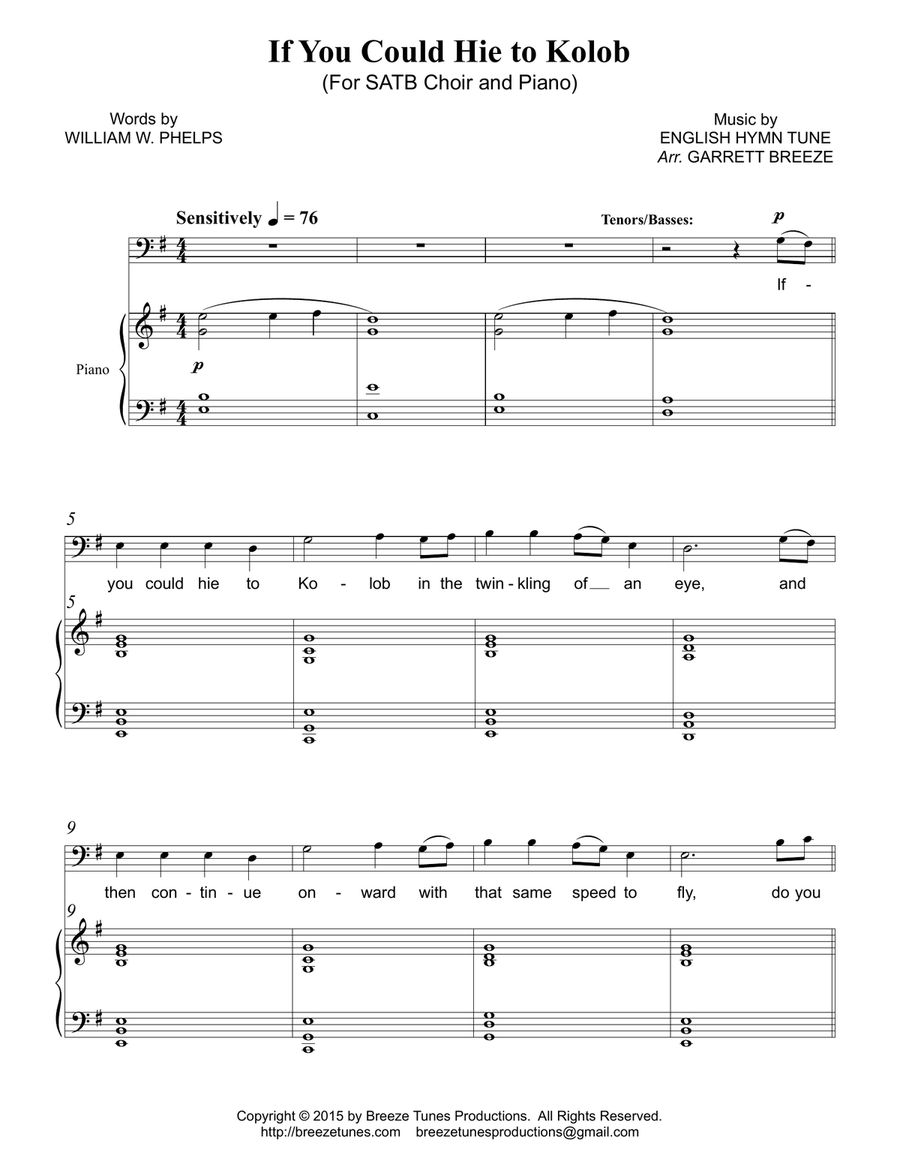 If You Could Hie to Kolob (SATB) 4-Part scores gallery preview page 1