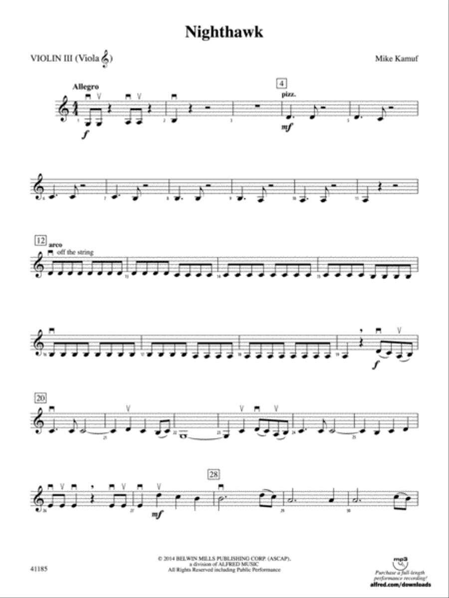 Nighthawk: 3rd Violin (Viola [TC]) String Orchestra scores gallery preview page 1