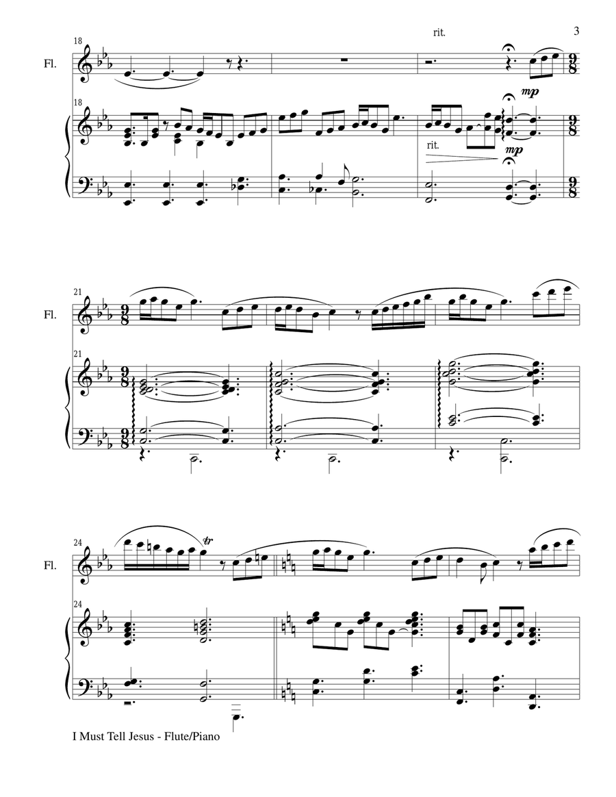 I MUST TELL JESUS (Flute/Piano and Flute Part) Flute scores gallery preview page 3