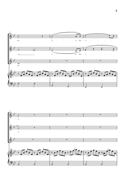 Schubert Ave Maria • SSA choir sheet music with easy piano accompaniment image number null