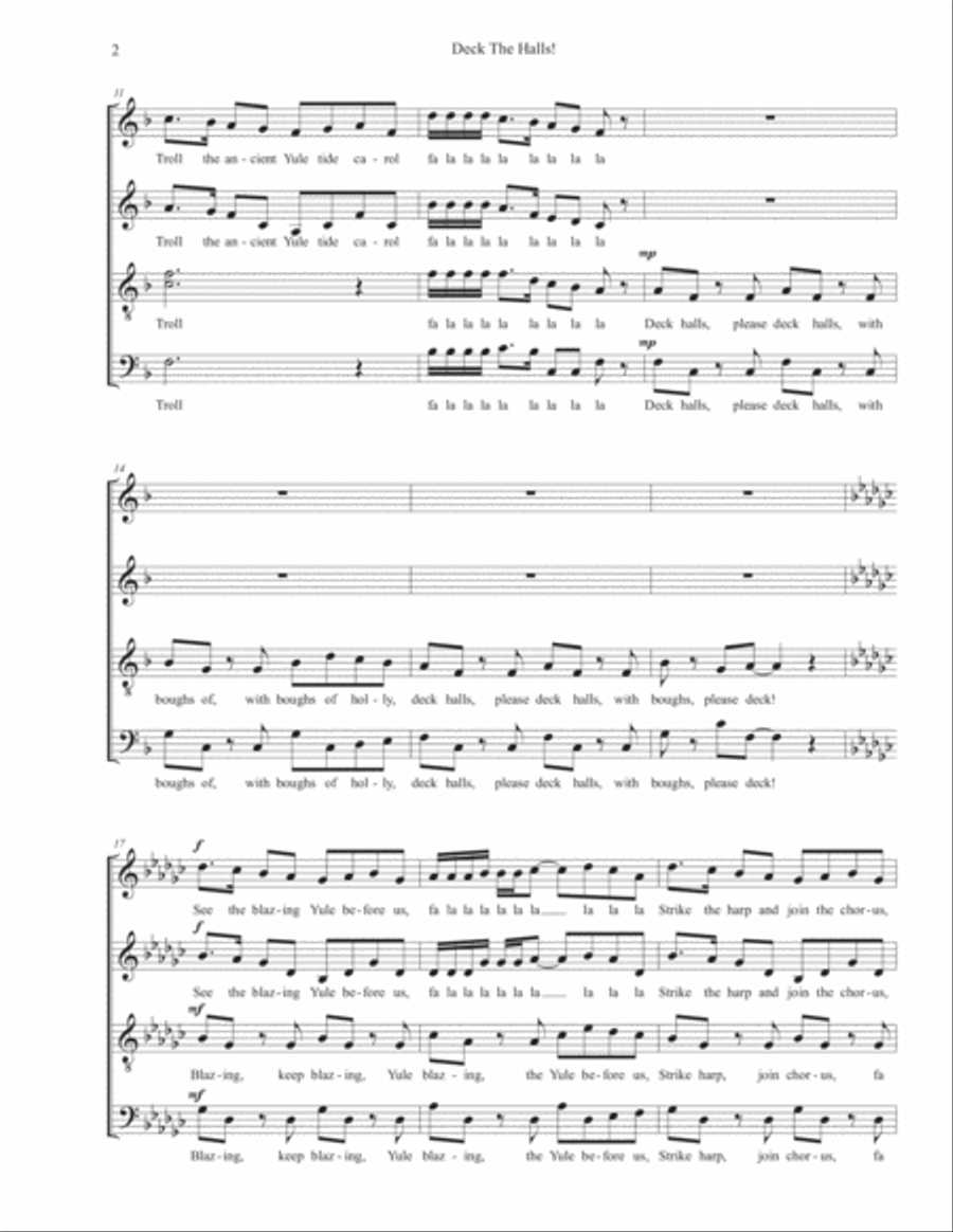Deck The Halls 4-Part scores gallery preview page 3