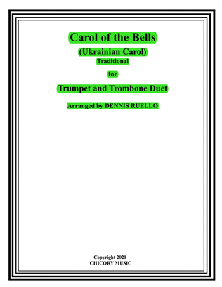 Book cover for Carol of the Bells (Ukrainian Carol) - Trumpet and Trombone Duet - Intermediate