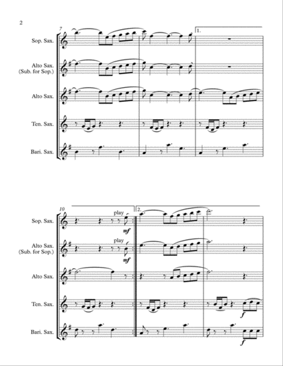 The Impossible Dream Saxophone Quartet scores gallery preview page 2