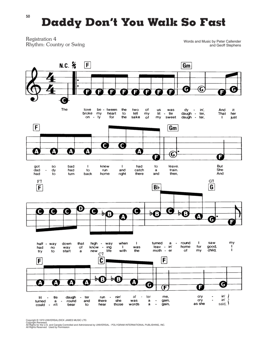 Daddy Don't You Walk So Fast Electronic Keyboard scores gallery preview page 1