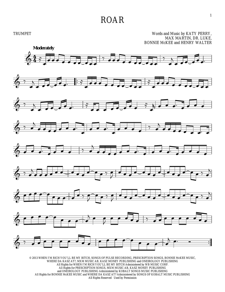 Roar Trumpet Solo scores gallery preview page 1