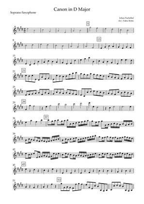 Book cover for Canon in D Major (J. Pachelbel) for Soprano Saxophone Solo