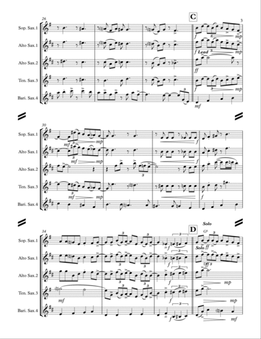 Georgia On My Mind Saxophone Quartet scores gallery preview page 4
