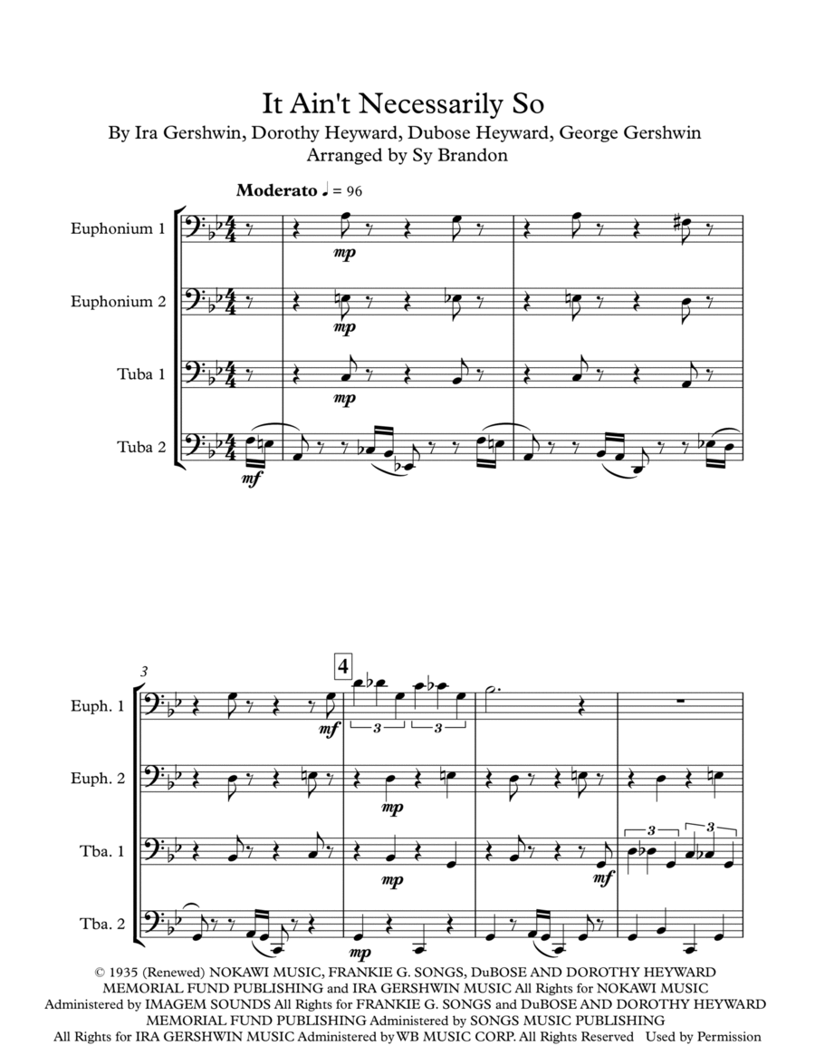 It Ain't Necessarily So Euphonium scores gallery preview page 1
