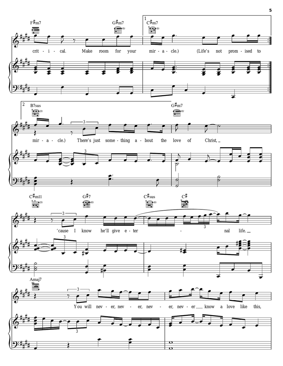 Life Is Not Promised Piano, Vocal, Guitar scores gallery preview page 5