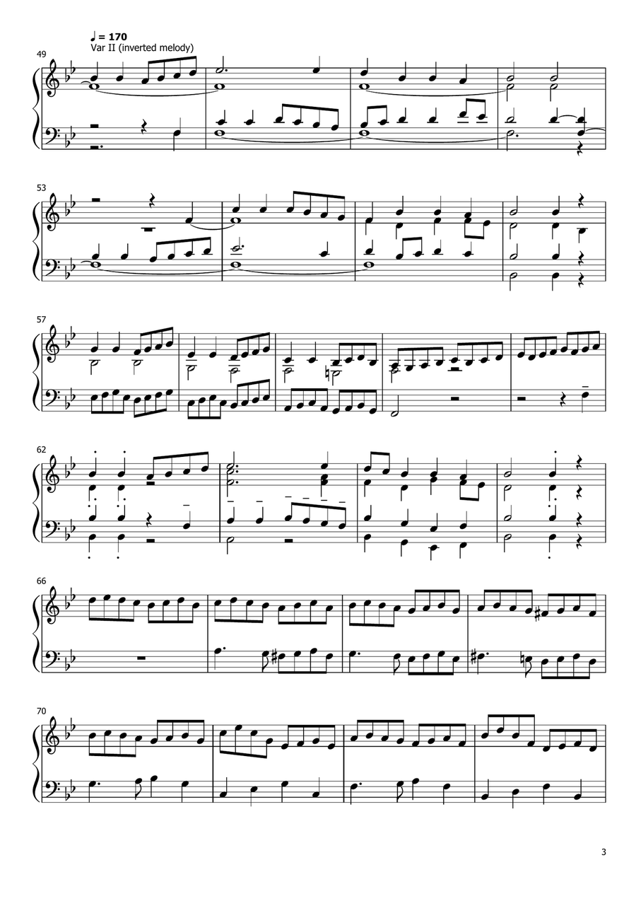 Ding Dong Merrily on High: 9 variations for piano Piano Solo scores gallery preview page 3
