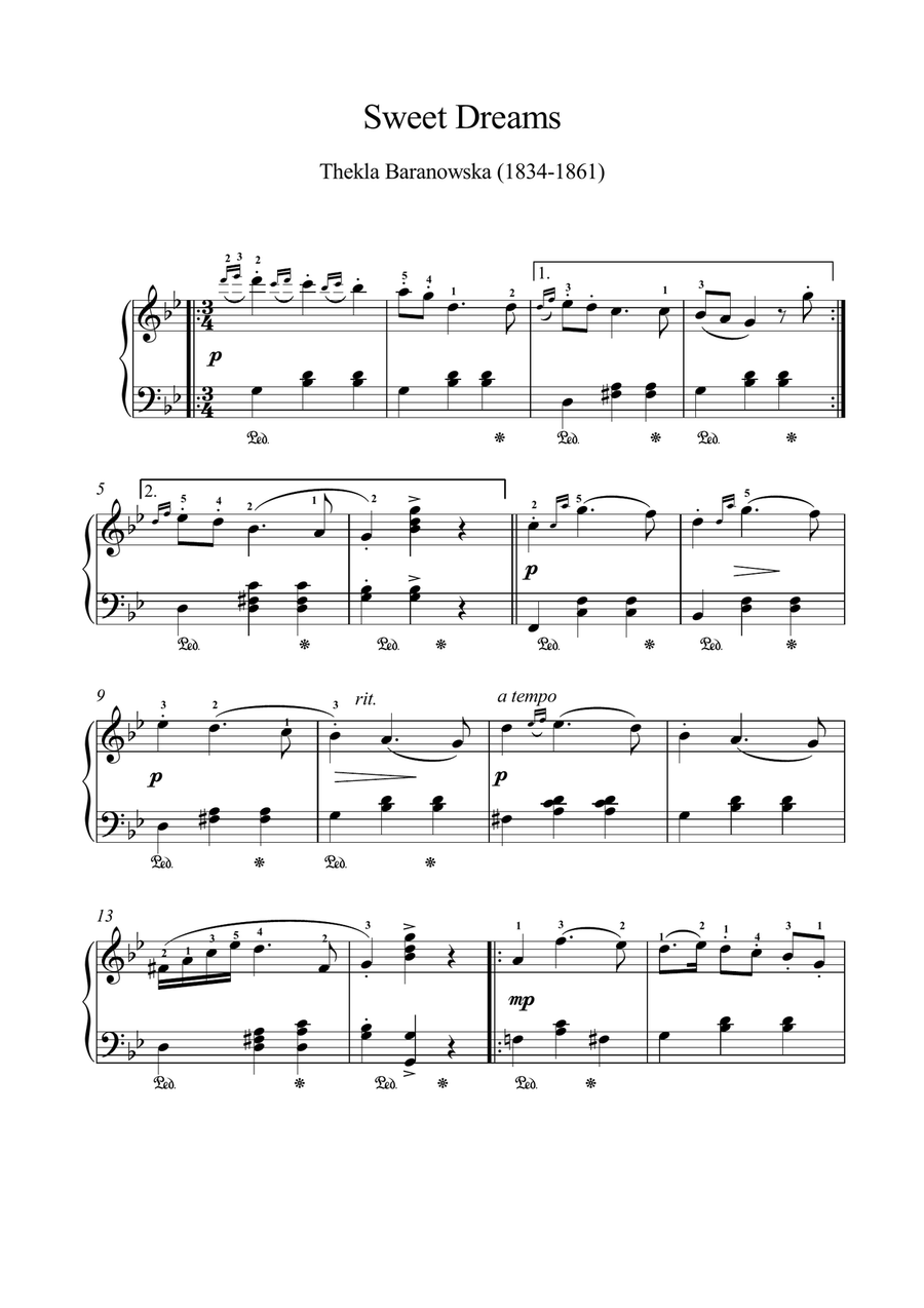 Sweet dreams by Tekla Baranowska (1834-1861) Piano Solo scores gallery preview page 1
