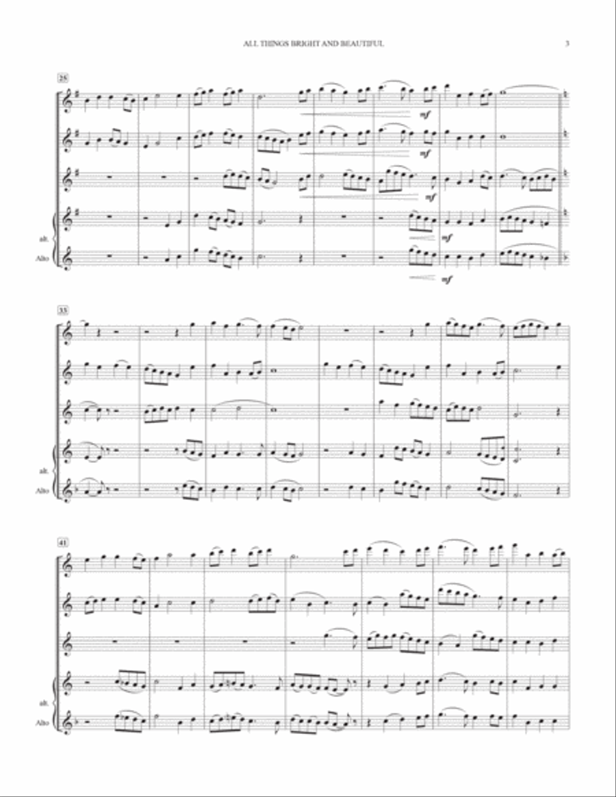 All Things Bright and Beautiful (for flute quartet) Flute Quartet scores gallery preview page 3