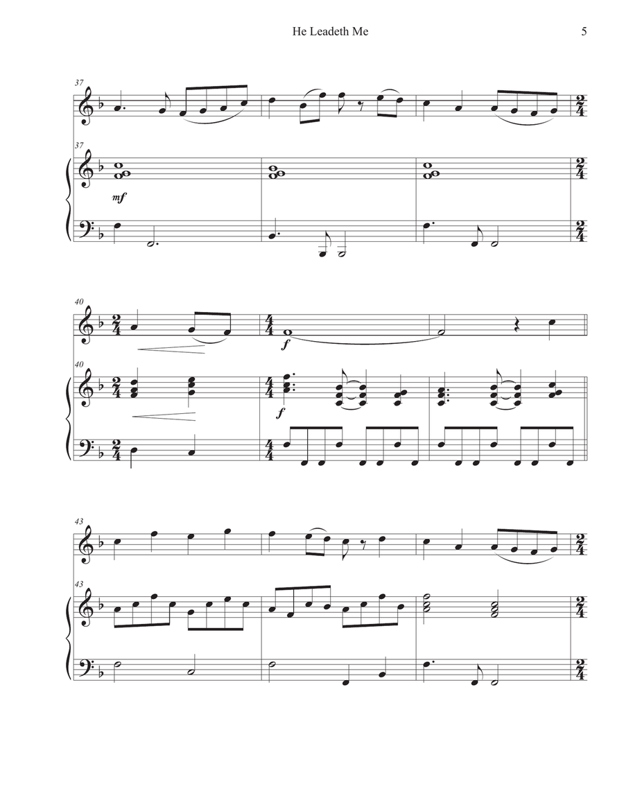 He Leadeth Me (Oboe-Piano) Piano scores gallery preview page 5