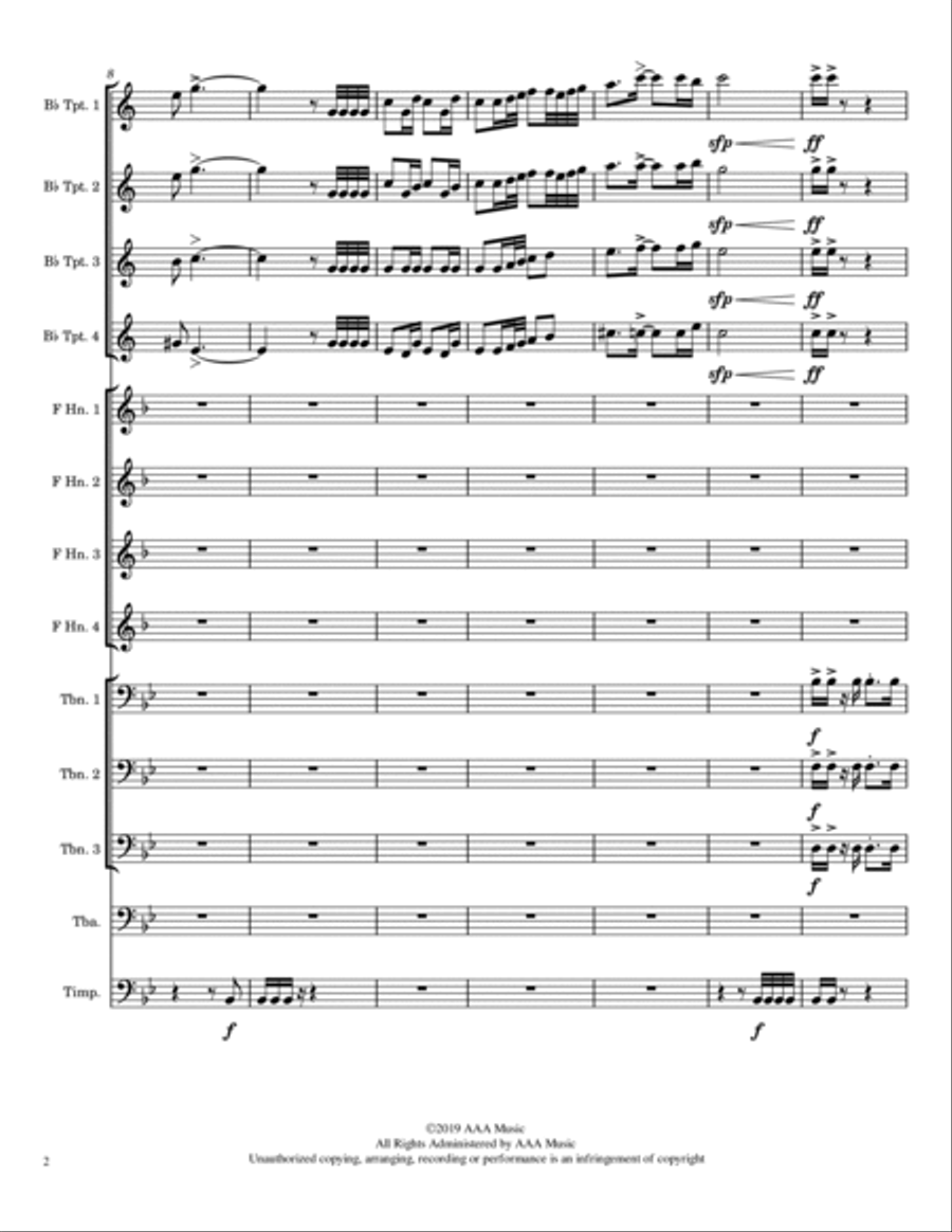 Fanfare for Brass & Timpani Horn scores gallery preview page 2