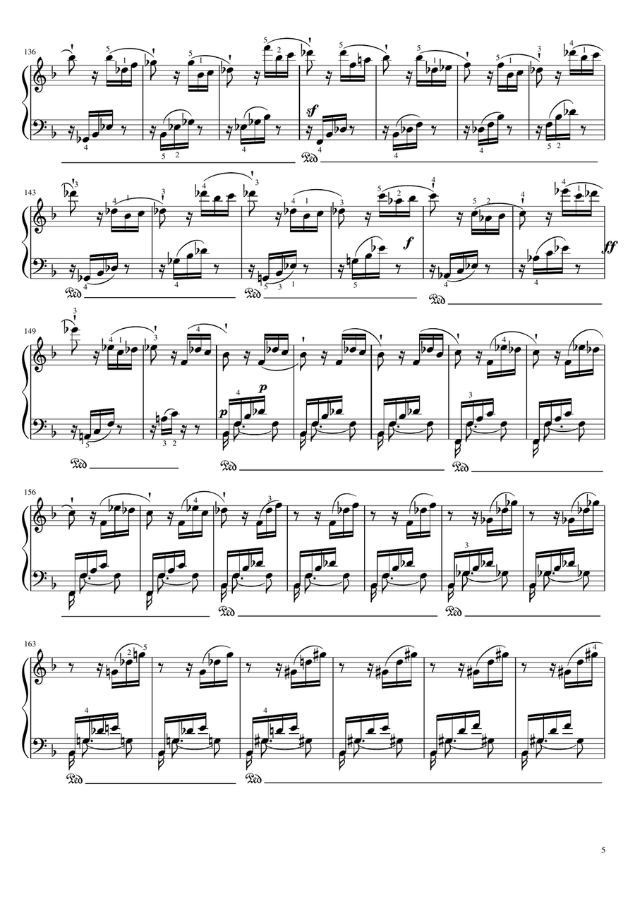 Beethoven Sonate No. 17, “Tempest” Op.31 No.2, 3rd Movement, Original (with fingering) Piano Solo scores gallery preview page 5