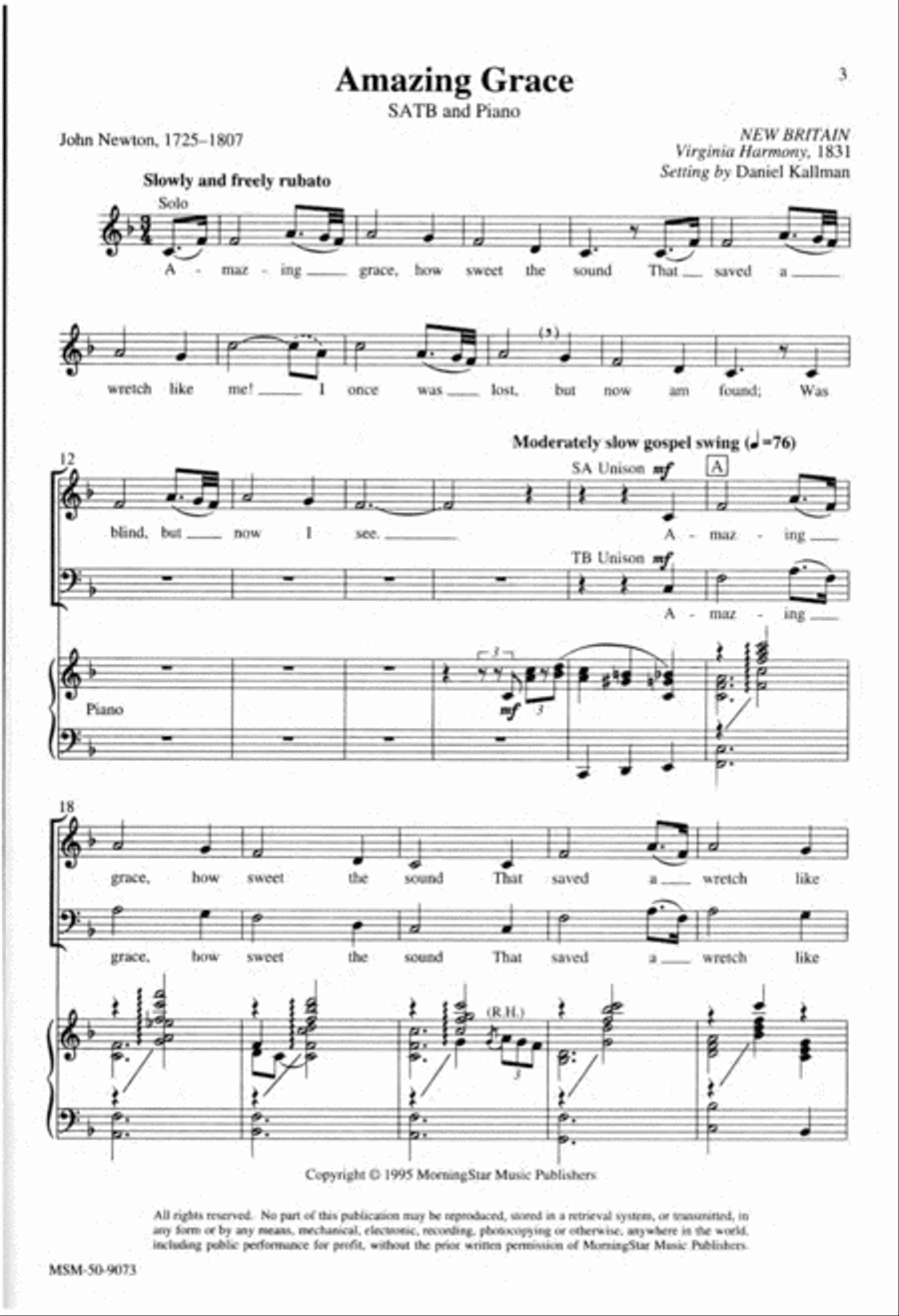 Amazing Grace 4-Part scores gallery preview page 2