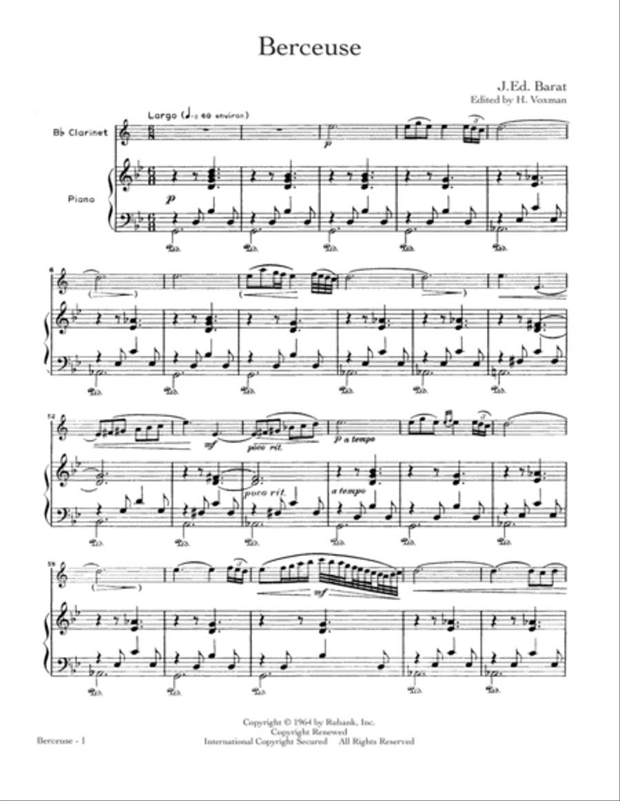Berceuse School and Community scores gallery preview page 1
