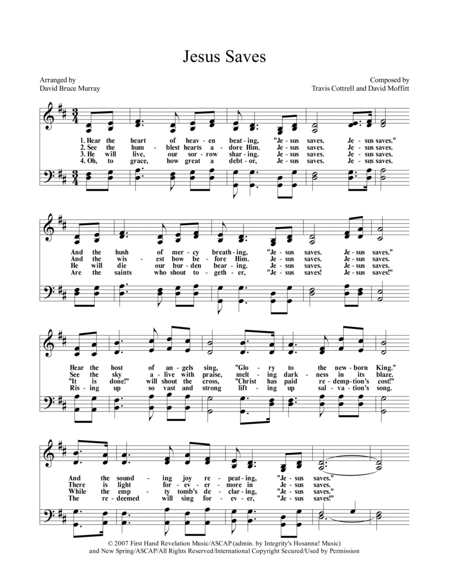 Jesus Saves by Travis Cottrell 4Part Digital Sheet Music Sheet