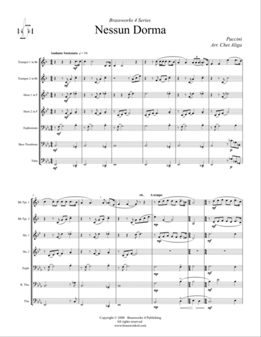 Nessun Dorma Chamber Music scores gallery preview page 2