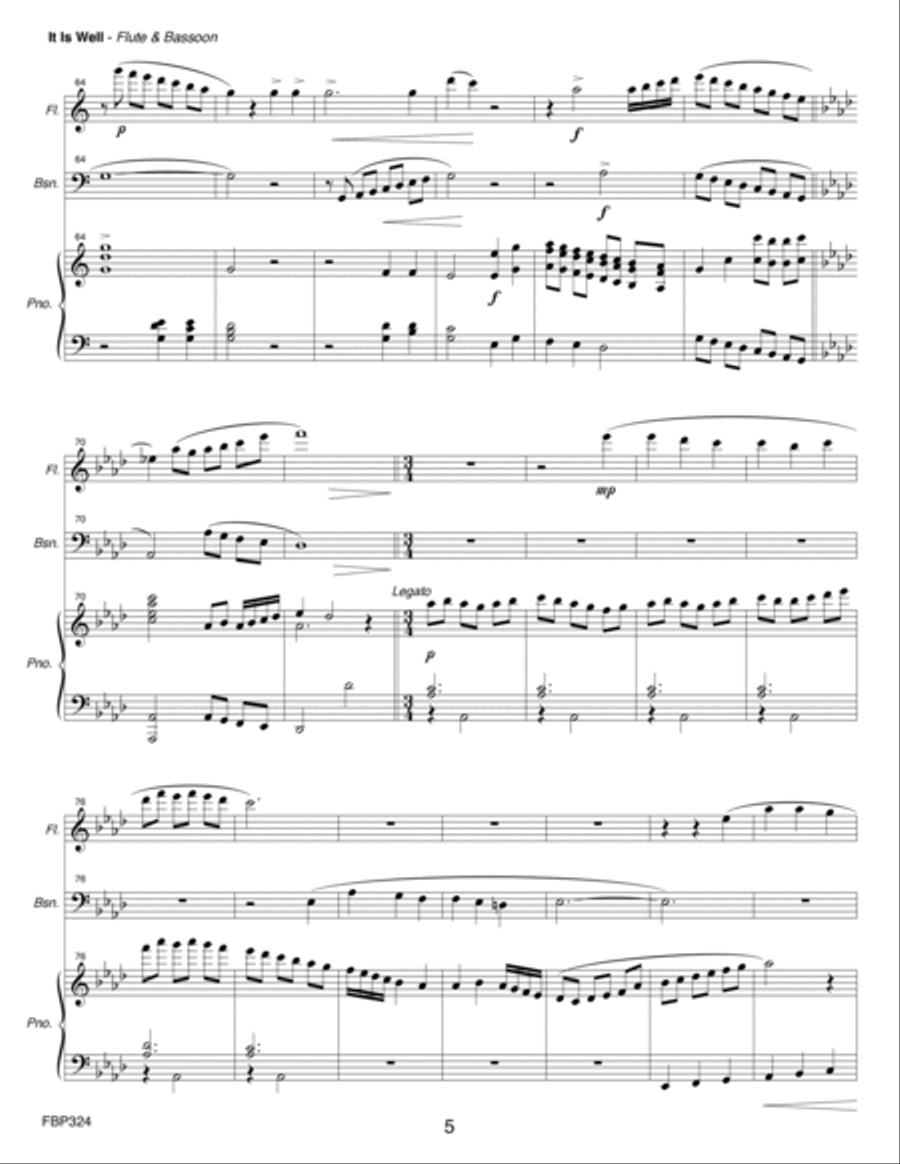 IT IS WELL WITH MY SOUL - FLUTE and BASSOON with Piano Accompaniment Woodwind Duet scores gallery preview page 5